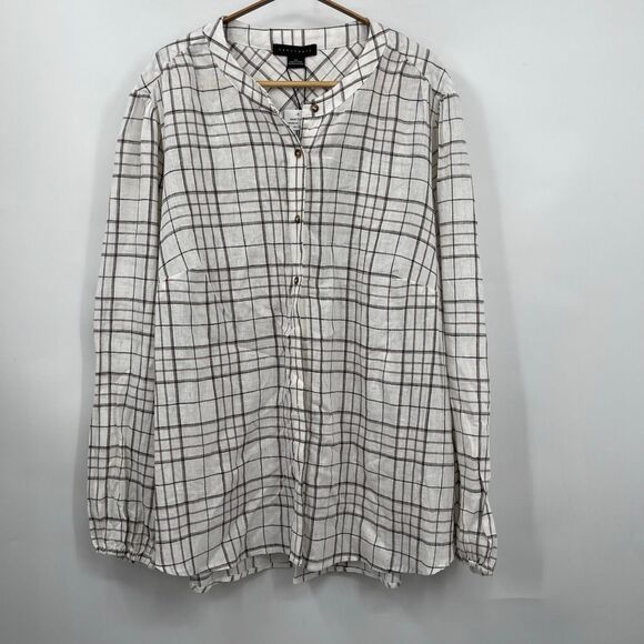 Sanctuary Multicolor Plaid Linen Blend Long Sleeve Button Down Shirt Size 2X NWT - Picture 1 of 9